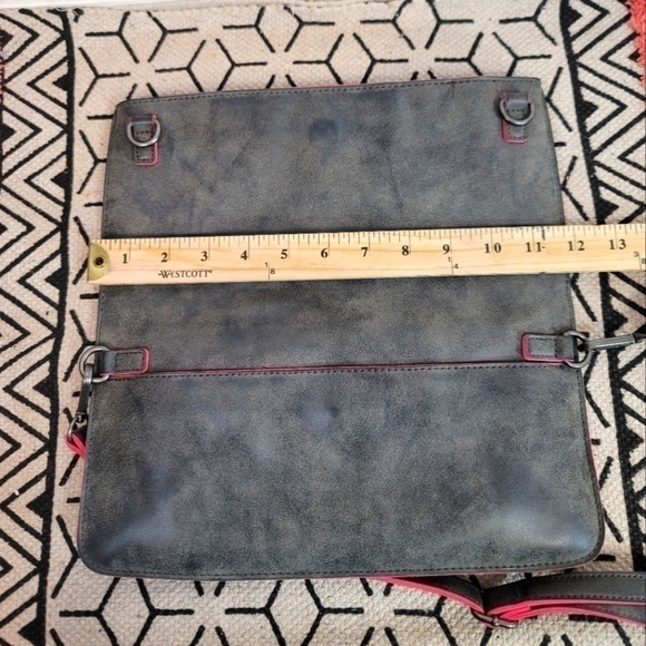 FRITZI AUS PREUBEN GRAY CLUTCH CROSSBODY SHOULDER BAG, W HOT PINK TRIM - Picture 10 of 10